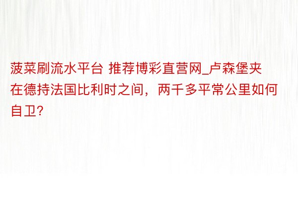 菠菜刷流水平台 推荐博彩直营网_卢森堡夹在德持法国比利时之间，两千多平常公里如何自卫？