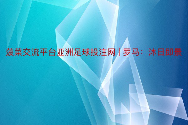 菠菜交流平台亚洲足球投注网 | 罗马：沐日即景